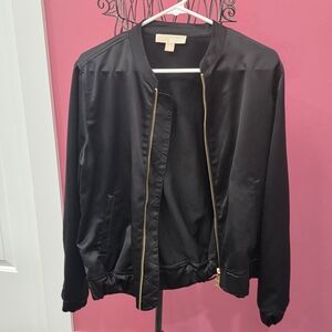 Michael Kors Black Bomber Jacket with Gold Accents